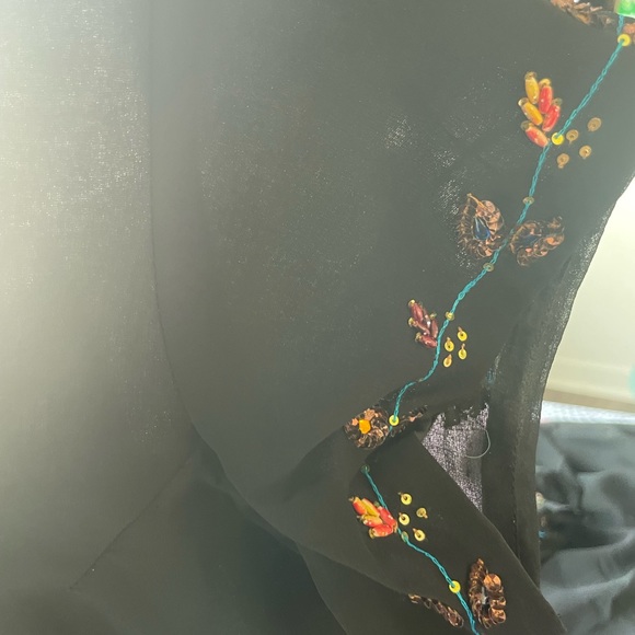 Beautiful delicate black sari designer new lightweight  embroidery elegant new - Picture 6 of 10